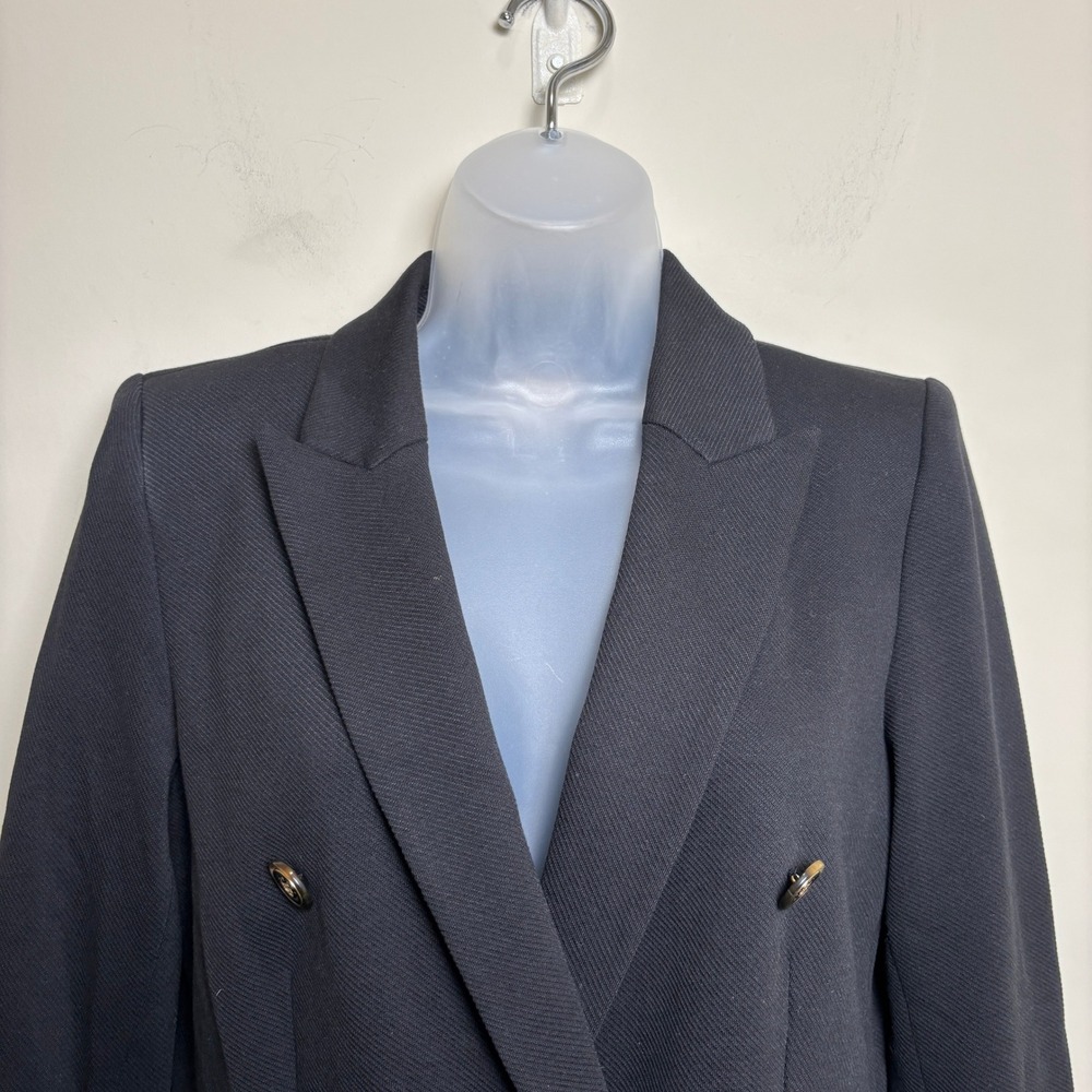 LOFT Petites Black Gold Buttons Double Breasted Tailored Blazer Jacket Womens 8P - Picture 2 of 9